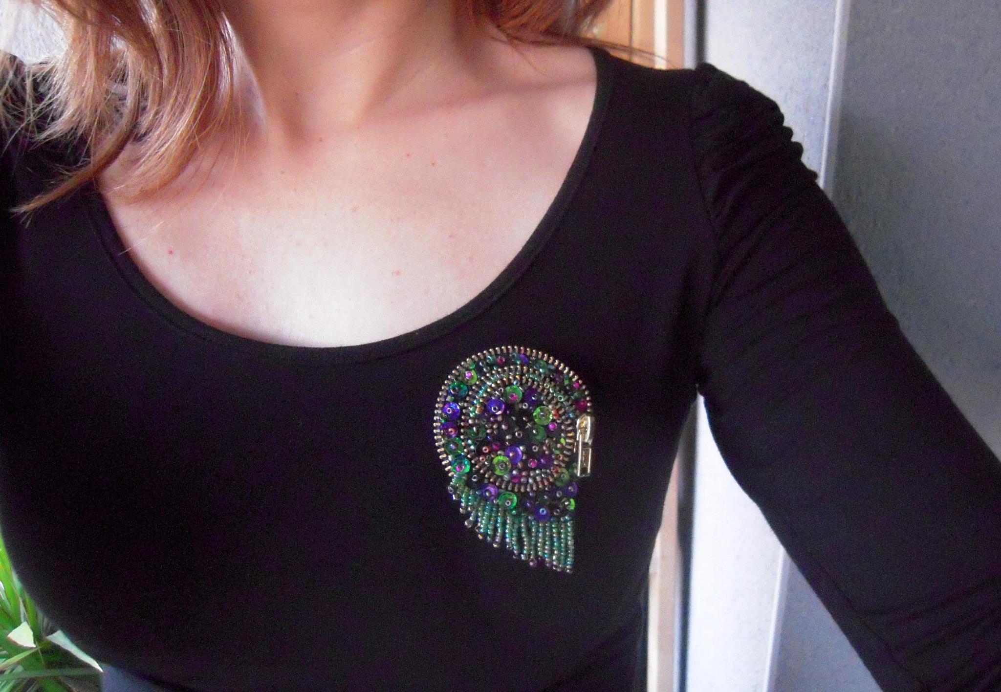 cremallera verde morado